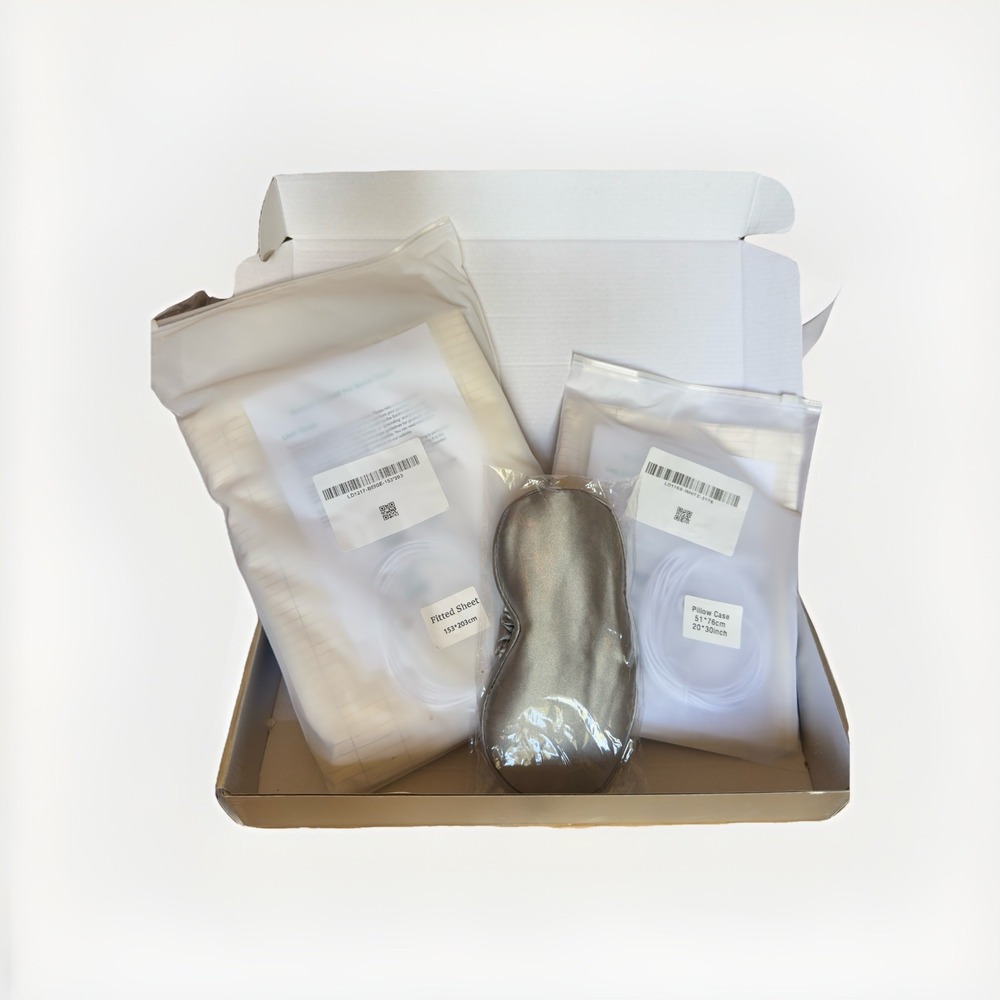 LiveGrounded FULL Fitted Sheet 18" + Pillowcase &‎ Sleep Mask Organic/Silver